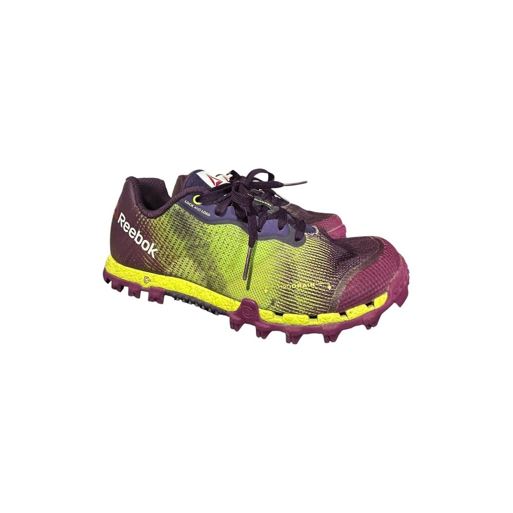 REEBOK All Terrain Series Purple & Yellow Running Shoe Women’s Sz 6.5 Pre Owned
